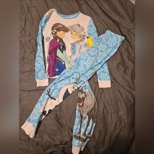Disney Blue & White Frozen Anna Elsa Pajama Set with Olaf & Sven